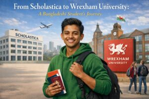 Bangladeshi student from Scholastica starting his study abroad journey to Wrexham University with Eduva Pathway