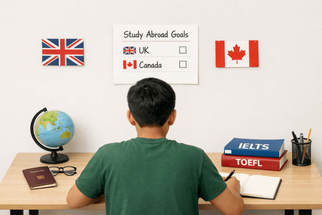 Bangladeshi students preparing documents and plans before starting study abroad and student visa applications